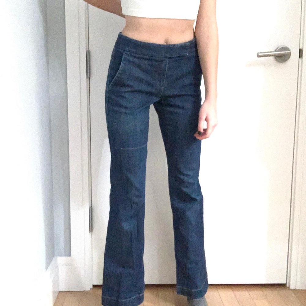 Theory mid rise boot cut jeans
